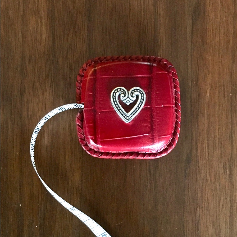 Vintage 90s Brighton Red Heart Retractable Tape Measure for Purse or Sewing MINT